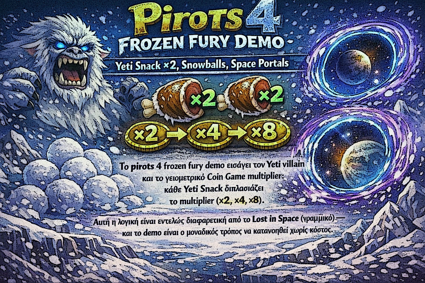 Η έκδοση Pirots 4 Frozen Fury με το παγωμένο σκηνικό και τους βασικούς μηχανισμούς της