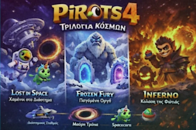 Σύγκριση των κόσμων Lost in Space Frozen Fury και Inferno στο Pirots 4
