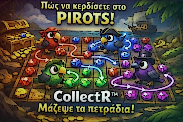 Η διαδρομή των πουλιών στο CollectR με κίνηση πάνω στο πλέγμα προς πολύτιμους λίθους του ίδιου χρώματος