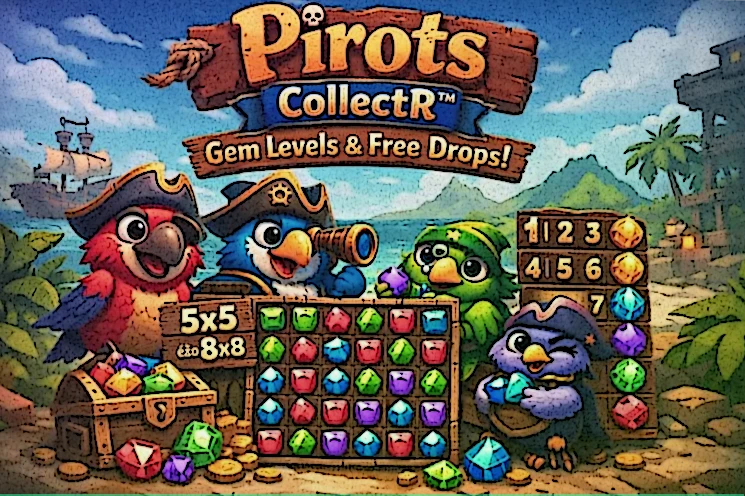 Τα βασικά τεχνικά χαρακτηριστικά του Pirots με πλέγμα έως 8x8, RTP 94 τοις εκατό και μέγιστη νίκη 10000x