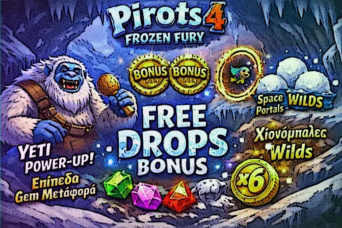 Free Drops στο Pirots 4 Frozen Fury με ενεργά Snowballs, Portals και Yeti εντός bonus