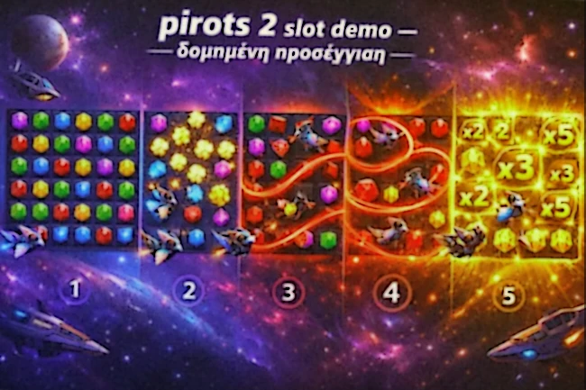 Παράδειγμα demo session στο Pirots 2 με χαμηλό εικονικό στοίχημα και παρατήρηση της ροής των γύρων