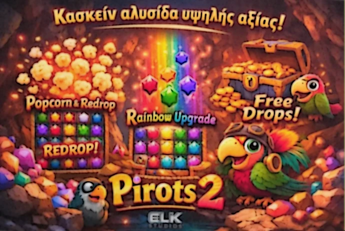 Παράδειγμα συλλογών και αλυσιδωτών κινήσεων στο Pirots 2 με το μεγαλύτερο πλέγμα 6x6