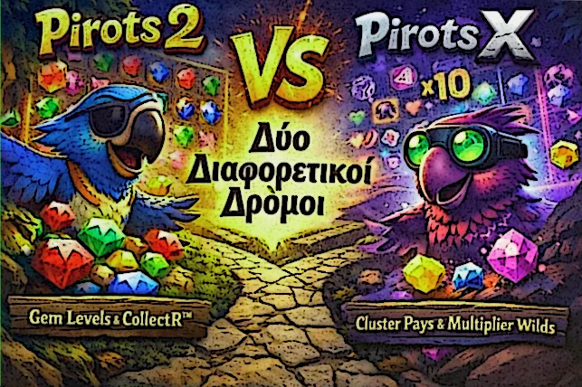 Σύγκριση του Pirots 2 με το Pirots X και την αλλαγή από τον CollectR πυρήνα στο cluster pays μοντέλο