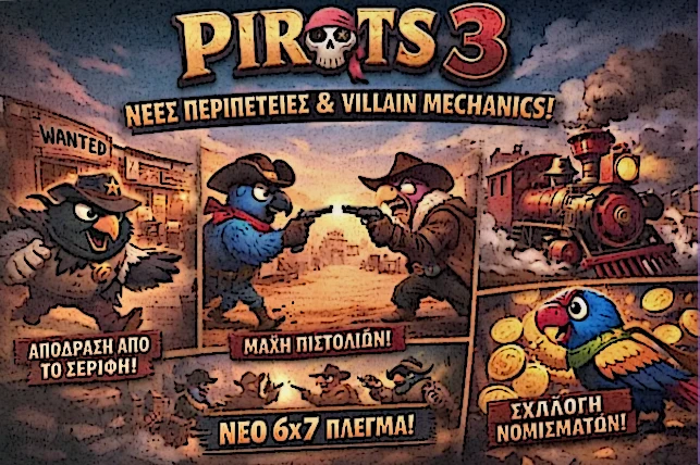 Βασικά χαρακτηριστικά του Pirots 3 με RTP 94 τοις εκατό, μέγιστη νίκη 10000x και western περιβάλλον