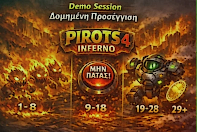 Πλάνο δοκιμαστικού session στο Pirots 4 Inferno demo για Fire Minions, Charlie και Coin Game